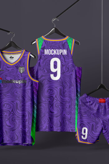 0111 Hanging Basketball jersey mockup Shoulder Combination