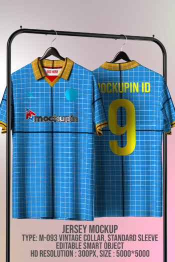 093 Jersey mockup Vintage Collar V-Style Front & Back