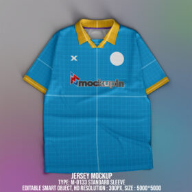 0133  Jersey mockup Vintage Collar V-Flat