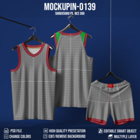 0139 Hanging Vneck Basketball jersey mockup