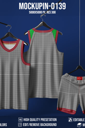 0139 Hanging Vneck Basketball jersey mockup