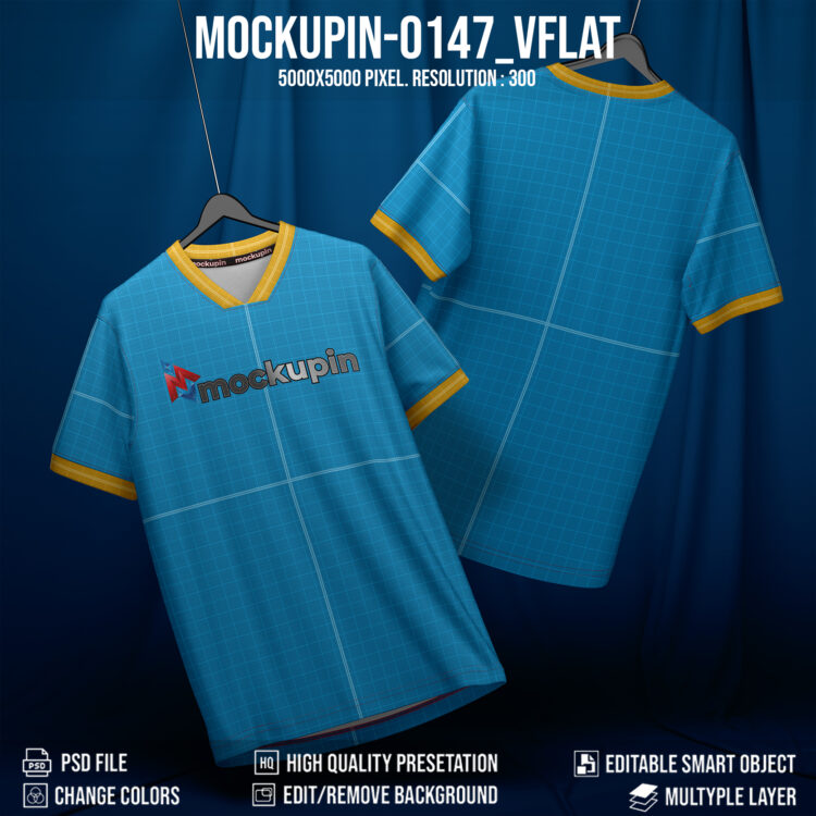 0147 Mockupin Flat V-neck jersey Mockup