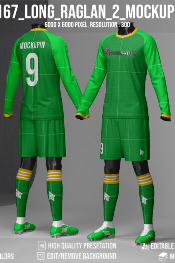 0167 Full Body Long Sleeve Raglan Jersey Mockup