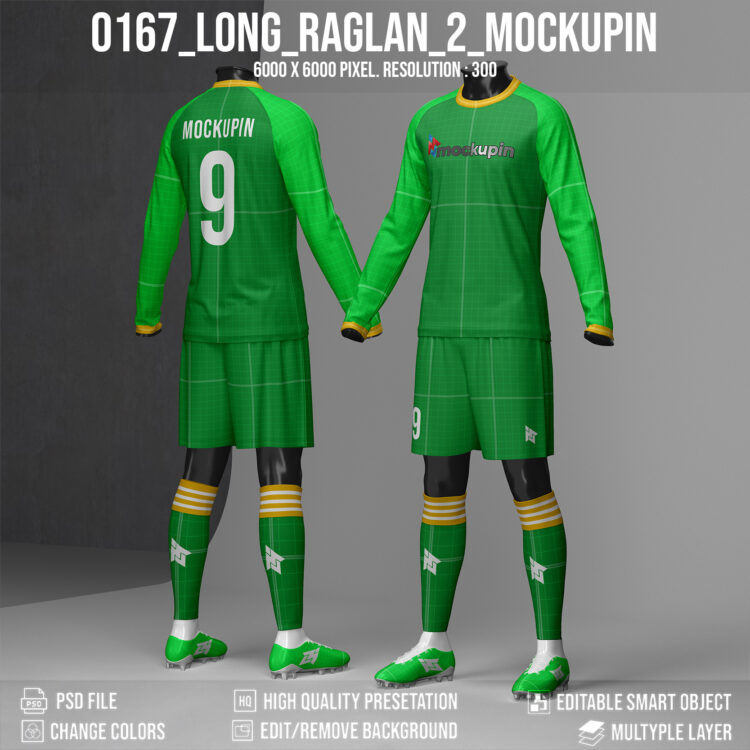 0167 Full Body Long Sleeve Raglan Jersey Mockup