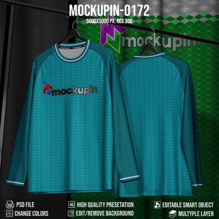 0172 Jersey Mockup Longsleeve Regular Raglan Roundneck