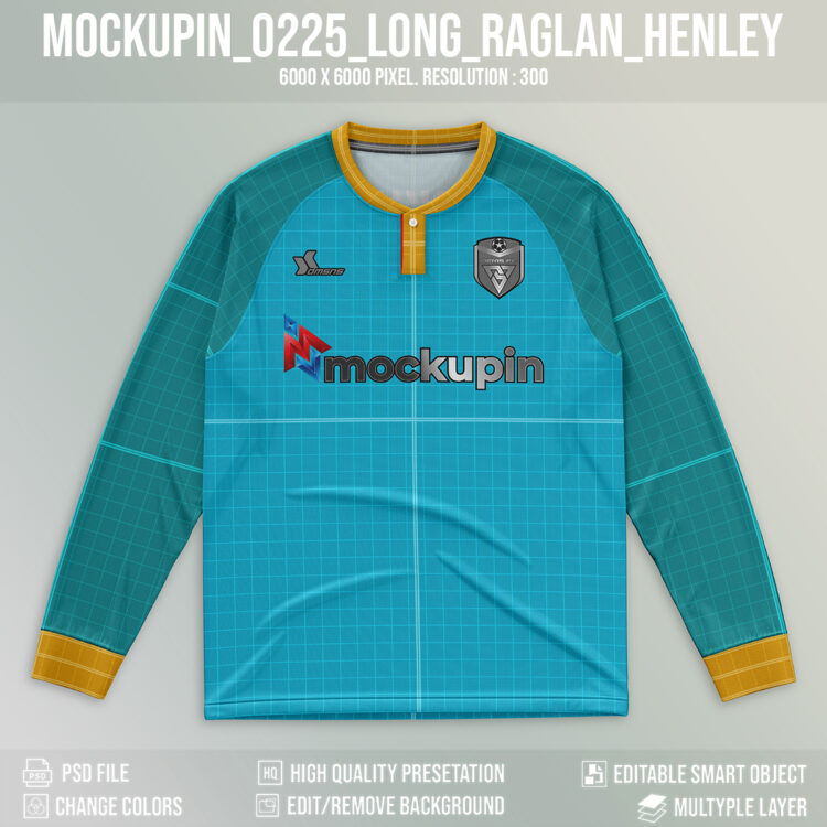 0225 Longsleeve Jersey Mockup Raglan Henley Collar