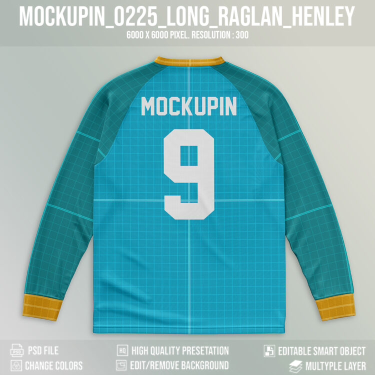 0225 Longsleeve Jersey Mockup Raglan Henley Collar - Image 2