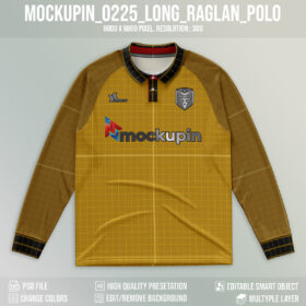 0225 Longsleeve Jersey Mockup Raglan Polo Collar
