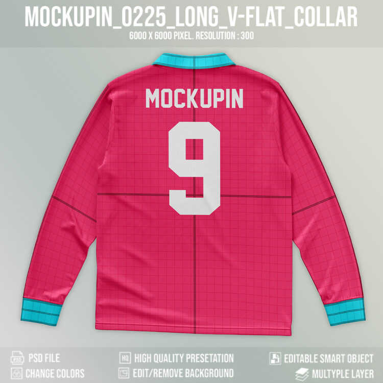 0225 Longsleeve Jersey mockup V-Flat Collar - Image 2