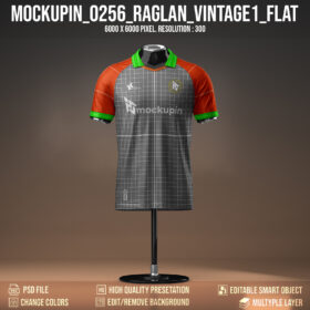 0256 Special Raglan Vintage Collar Flat Jersey Mockup 3d Logos & text