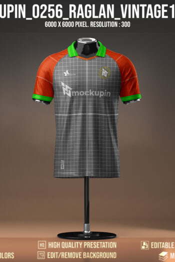 0256 Special Raglan Vintage Collar Flat Jersey Mockup 3d Logos & text