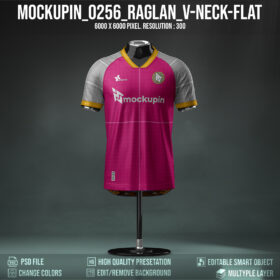 0256 Special Raglan V-Flat Jersey Mockup 3d Logos & text