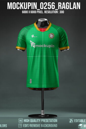 0256 Special Raglan 3 Angles Jersey Mockup 3d Logos & text
