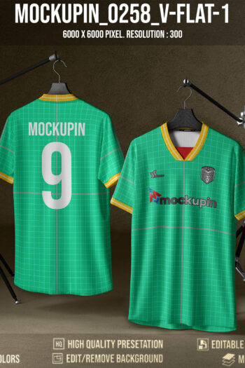 0258 Regular V Flat Collar Jersey Mockup