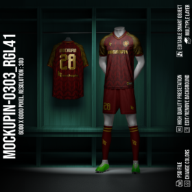 0303 V-Neck Jersey Mockup with Locker Background - adidas stripes- RGL41