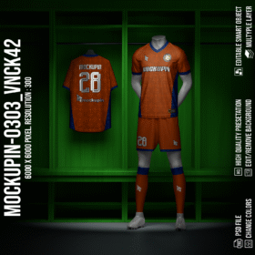 0303 V-Neck Jersey Mockup with Locker Background + adidas stripes- VNC42
