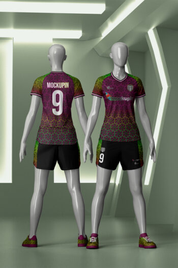 0260 Ladies V-Neck Raglan Jersey Mockup