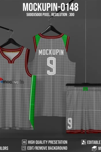 0148 Hanging Vneck Basketball jersey mockup