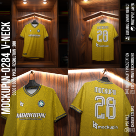 0284 4 in 1 V-Neck Jersey Mockup
