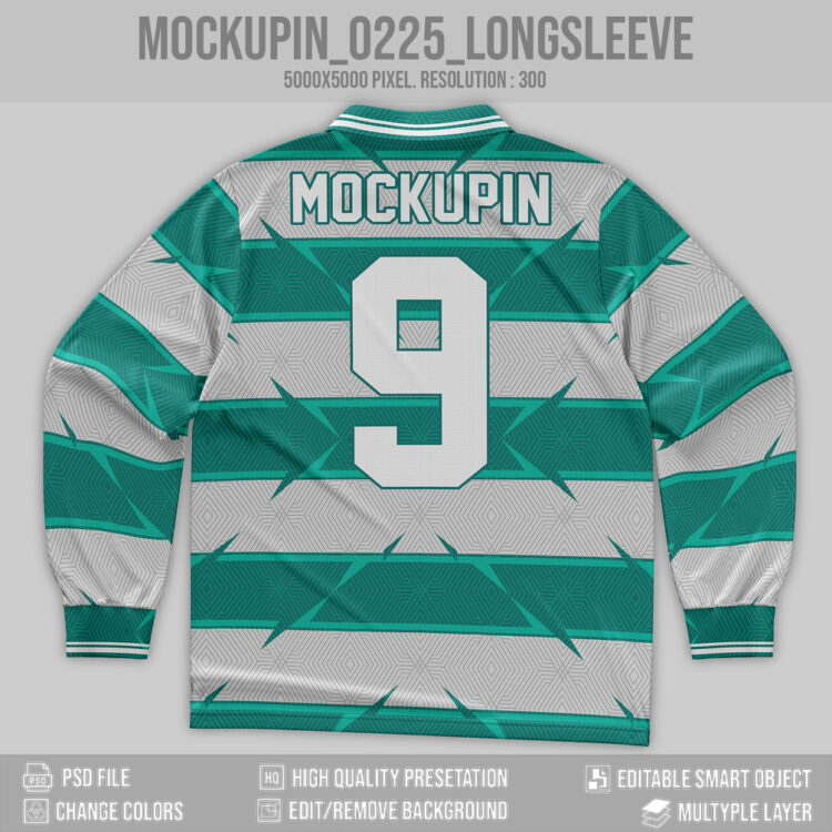 0225 Longsleeve Jersey mockup Vintage Collar V-Flat - Image 3