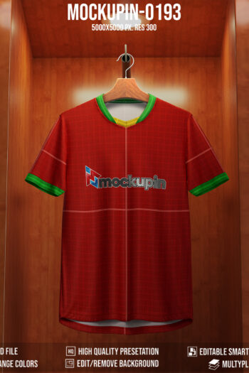 0193 Vcomb Soccer Jersey Mockup, Cabinet Background. PSD