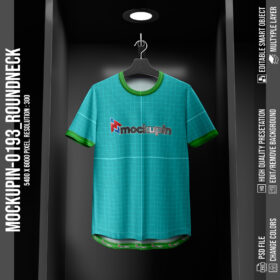 0193 round Soccer Jersey Mockup, Cabinet Background. PSD