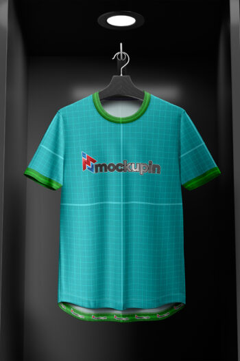 0193 round Soccer Jersey Mockup, Cabinet Background. PSD