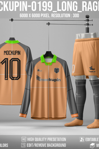 0199 Longsleeve Vneck Flat Jersey Mockup