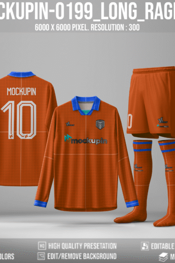 0199 Vintage Collar Soccer Jersey Mockup, PSD