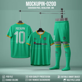 0200 Button Soccer Jersey Mockup, PSD