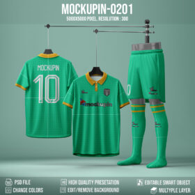 0201 Polo Collar Soccer Jersey Mockup, PSD