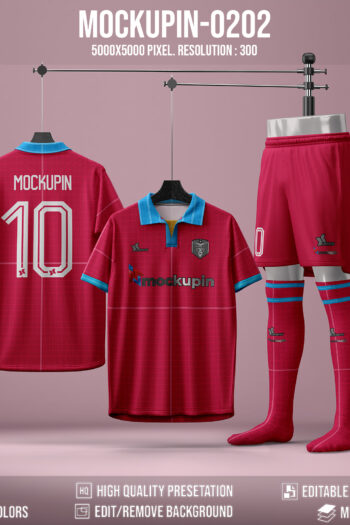 0202 Roundneck Soccer Jersey Mockup, PSD