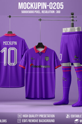 0205 Roundneck Soccer Jersey Mockup, unique Set
