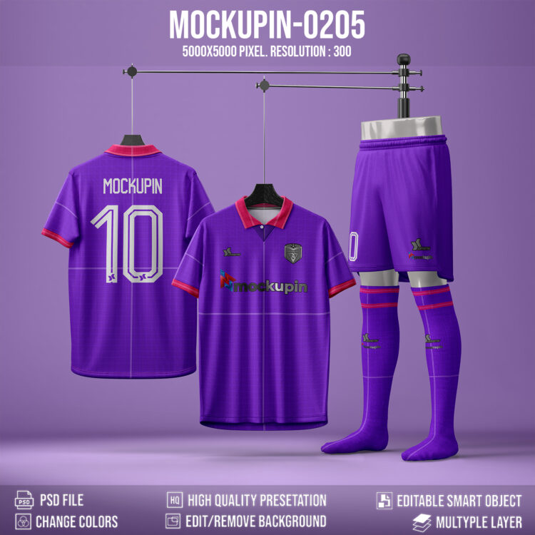 0205 Roundneck Soccer Jersey Mockup, unique Set