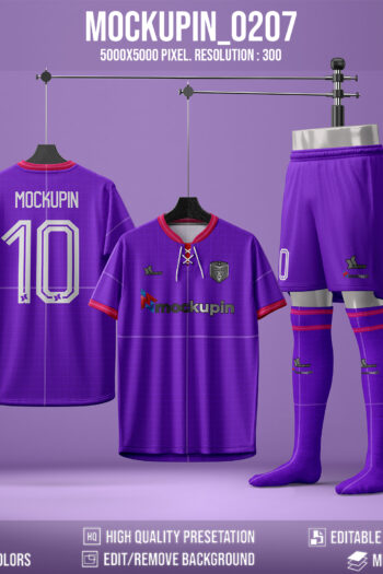 0207 Vintage Lace Soccer Jersey Mockup, PSD