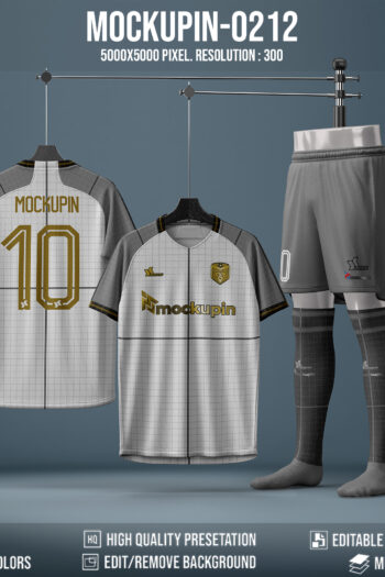 0212 Soccer Jersey Mockup, Raglan, PSD