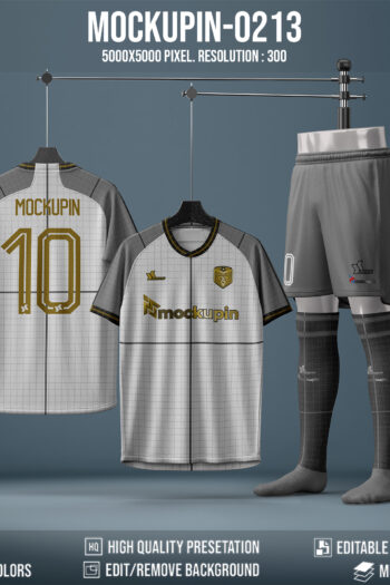 0213 Soccer Jersey Mockup, Raglan, PSD
