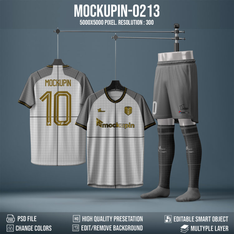0213 Soccer Jersey Mockup, Raglan, PSD