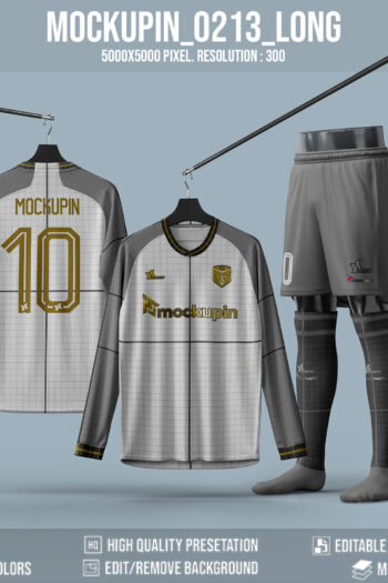 0213 LongSleeve Jersey Mockup 1 Button ( Cross collar )