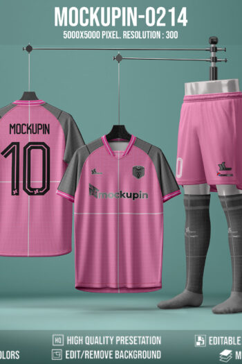 0214 Soccer Jersey Mockup, Raglan. PSD