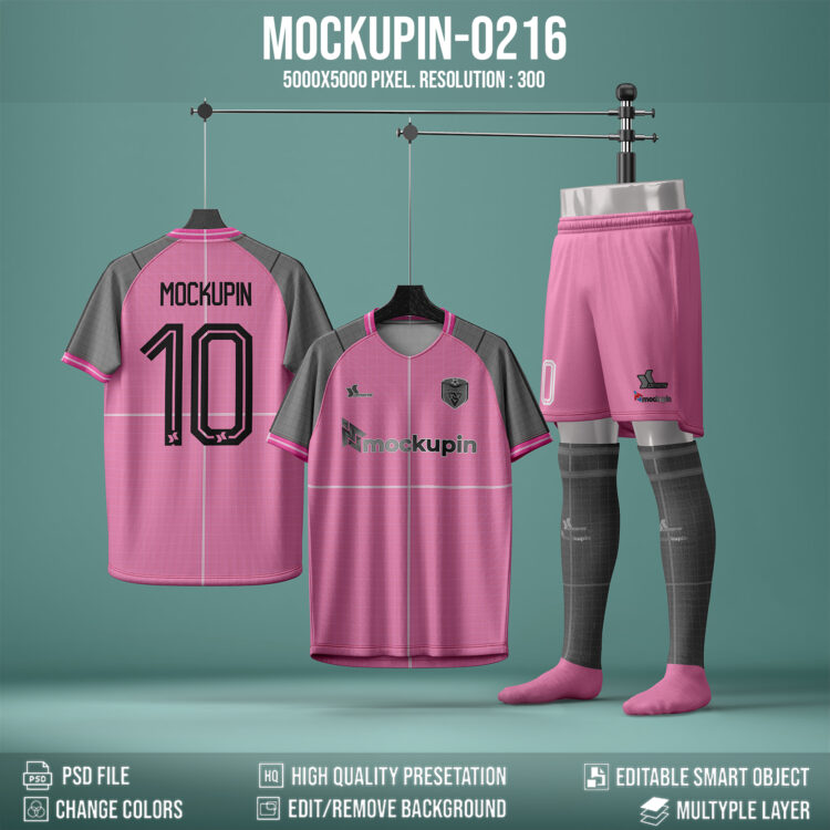 0216 Soccer Jersey Mockup, Raglan. PSD