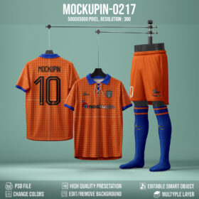 0217 Lace Collar Soccer Jersey Mockup, PSD