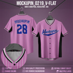 0219  Baseball V-Neck Flat Jersey Mockup