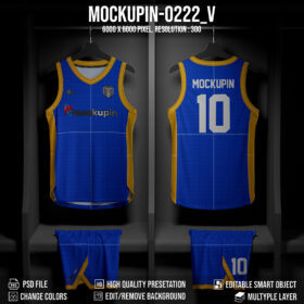 0222 Hanging Basketball jersey mockup- V & Round Bundle 2