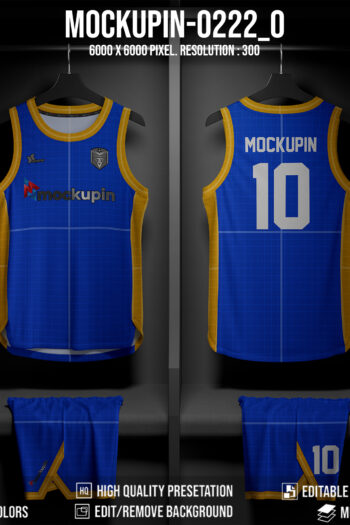 0222 Hanging Basketball jersey mockup- V & Round Bundle 2