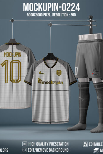 0224 Soccer Jersey Mockup, Raglan, PSD