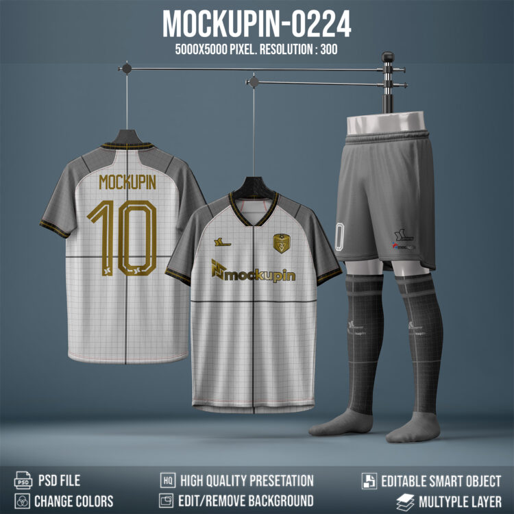 0224 Soccer Jersey Mockup, Raglan, PSD