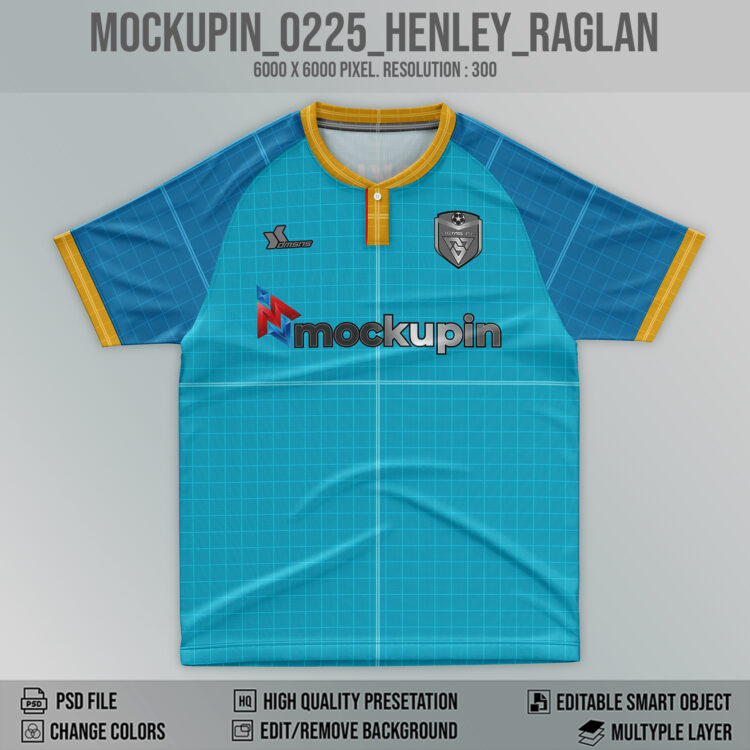0225 Jersey Mockup Raglan Henley Collar