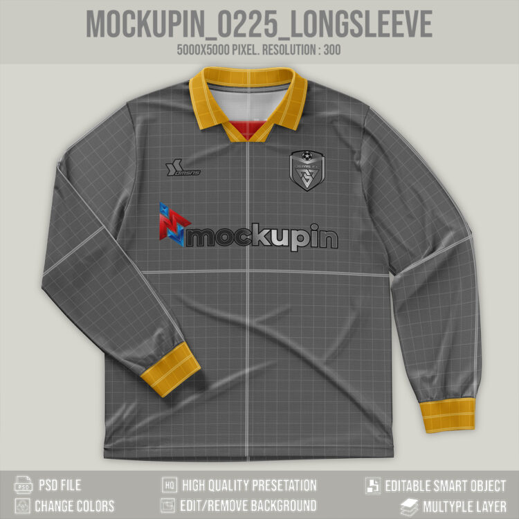 0225 Longsleeve Jersey mockup Vintage Collar V-Flat - Image 2