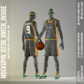 0238 Basketball jersey mockup V-NECK Inside